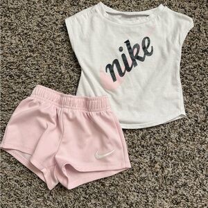 Nike White and Light Pink Toddler Set